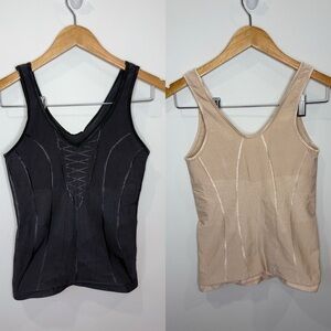 2PC Barely There Stylish Black and Cream Women's Cami Tops (L)